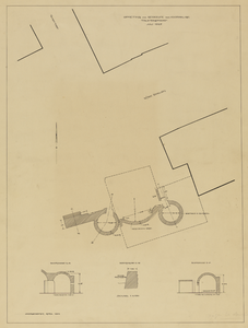 214352 Plattegrond en doorsneden van de beide torens van de oostelijke oude Tolsteegpoort te Utrecht.Opmetingstekening. 